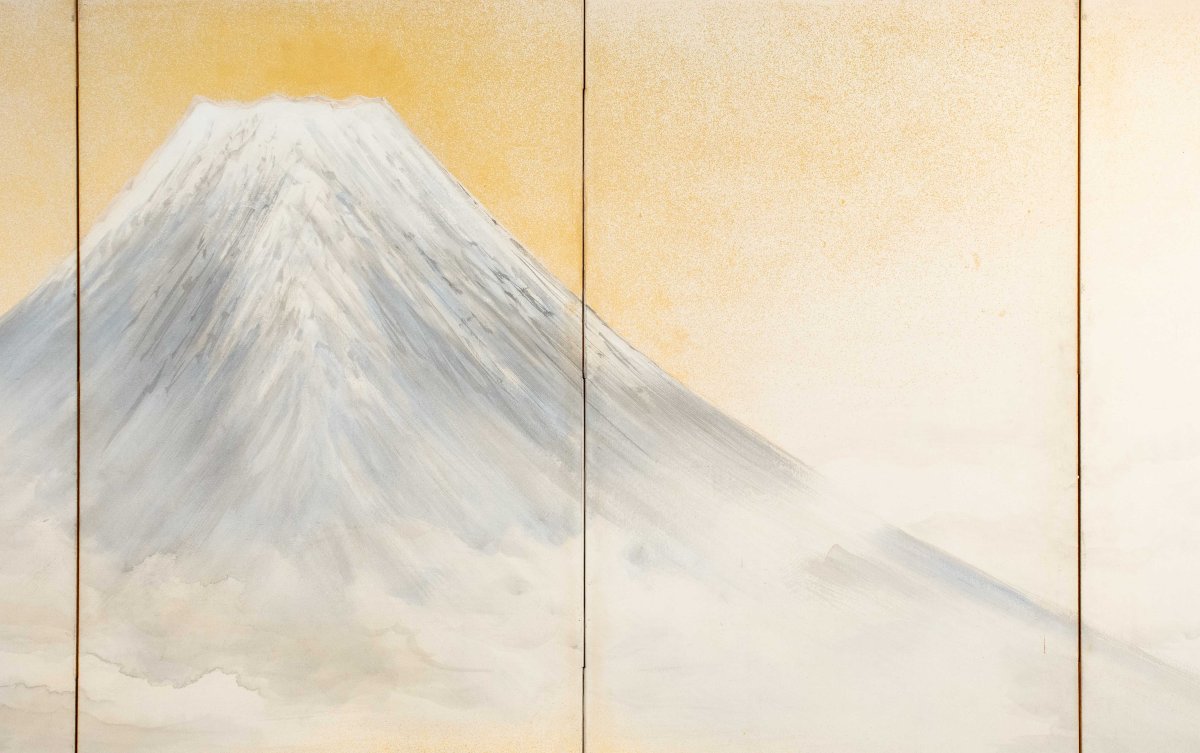 Paravento a sei pannelli raffigurante il Monte Fuji visto dal lago Kawaguchi-photo-2
