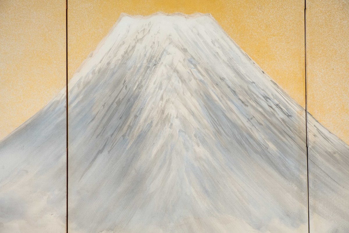 Paravento a sei pannelli raffigurante il Monte Fuji visto dal lago Kawaguchi-photo-3