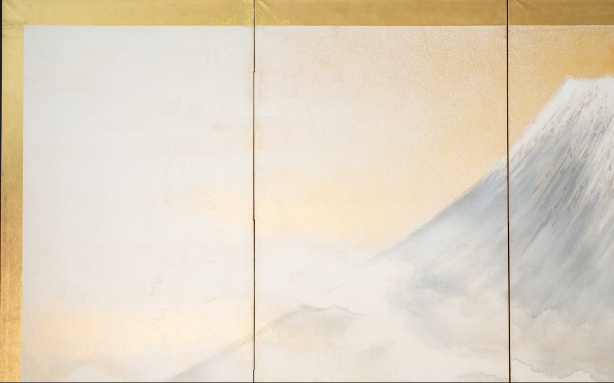 Paravento a sei pannelli raffigurante il Monte Fuji visto dal lago Kawaguchi-photo-4