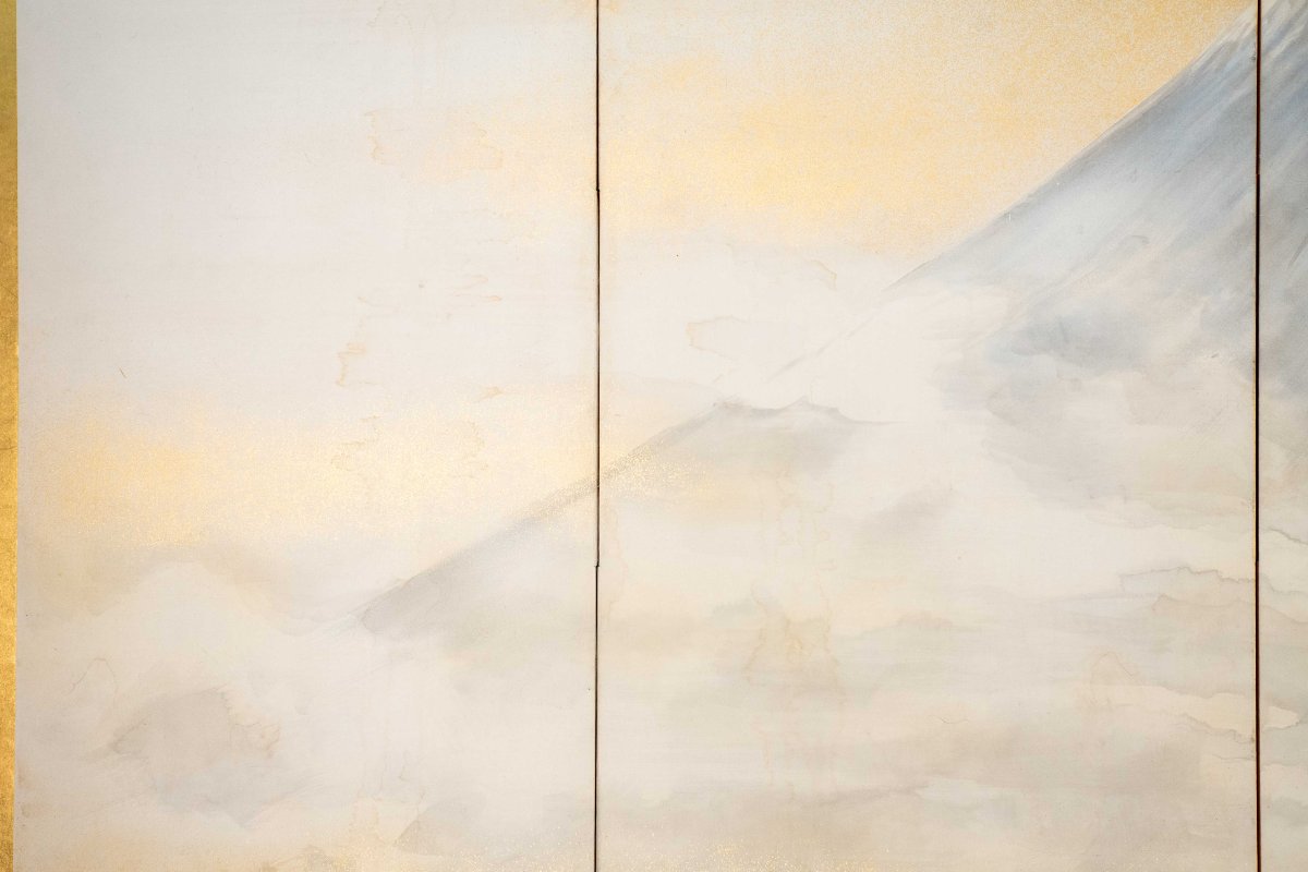 Paravento a sei pannelli raffigurante il Monte Fuji visto dal lago Kawaguchi-photo-1