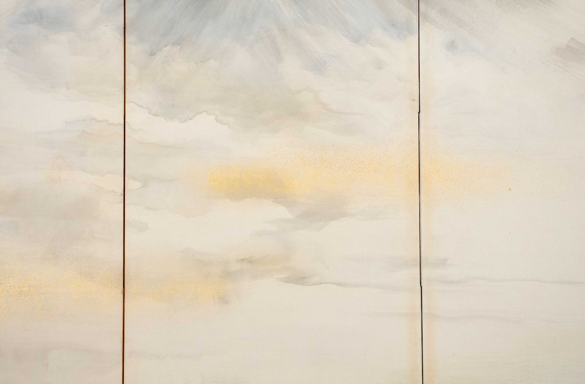 Paravento a sei pannelli raffigurante il Monte Fuji visto dal lago Kawaguchi-photo-3