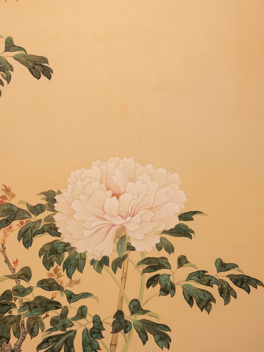 Paravento pieghevole a due ante raffigurante una scena naturalistica-photo-2