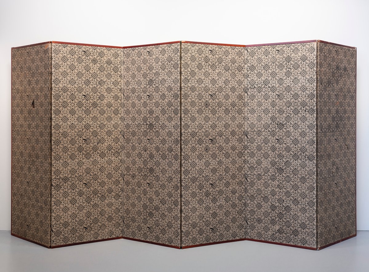 Paravento a sei pannelli in carta raffigurante un giardino di crisantemi-photo-8