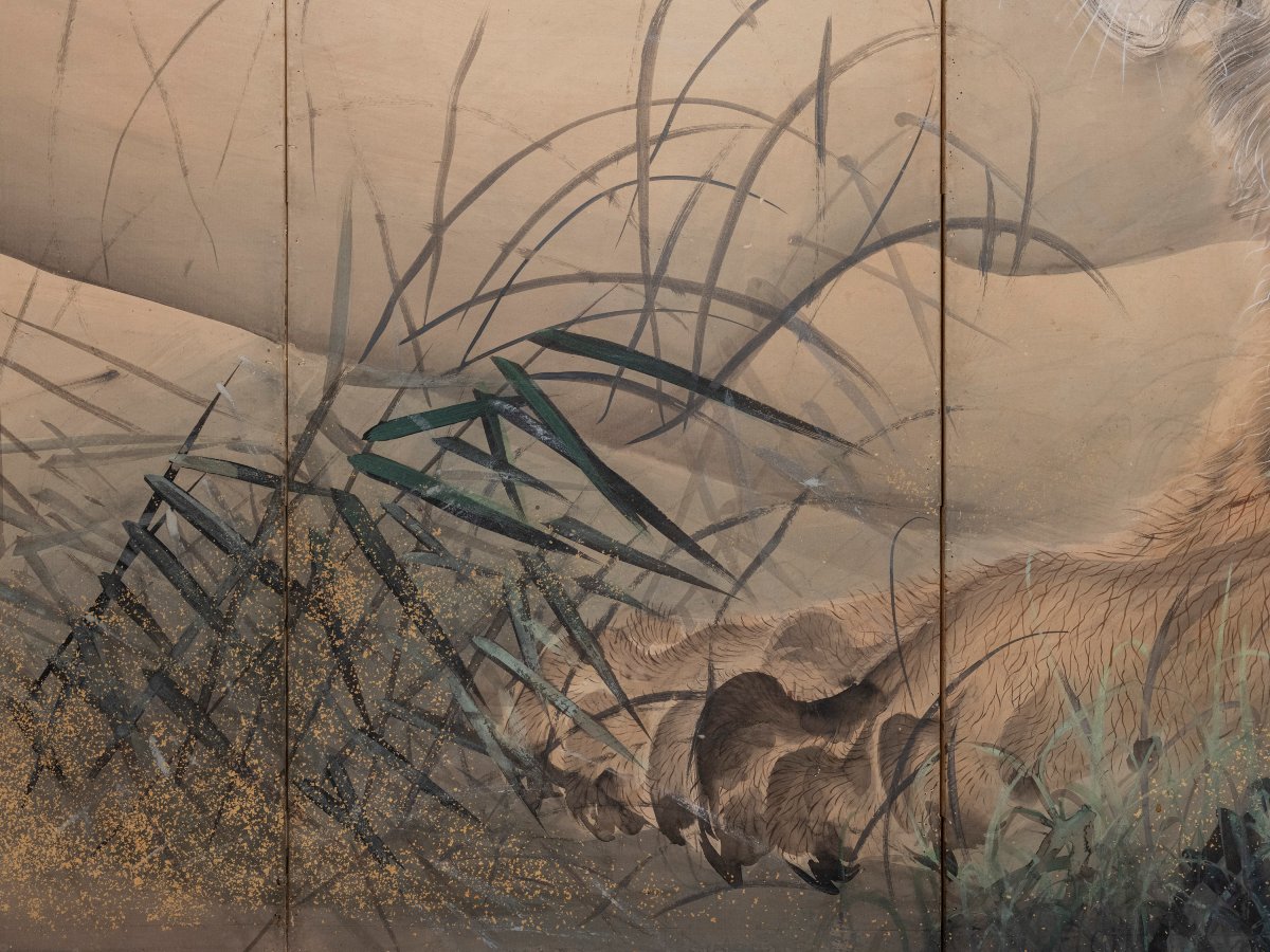 Paravento a sei pannelli raffigurante una maestosa tigre-photo-1