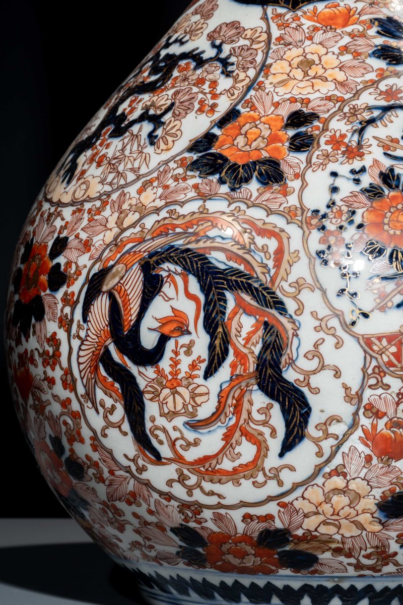 Grande vaso Imari con drago, fenice e fiori-photo-2