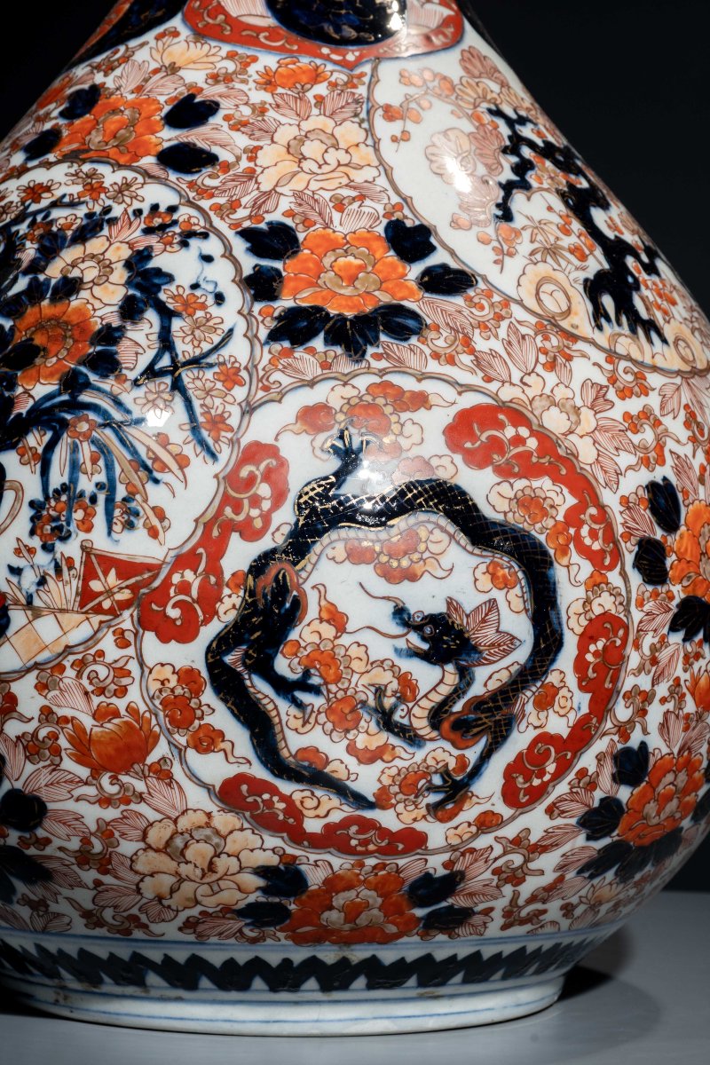 Grande vaso Imari con drago, fenice e fiori-photo-3