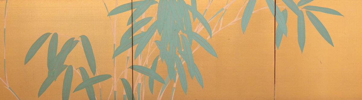 Coppia di paraventi pieghevoli giapponesi in seta a sei pannelli-photo-4