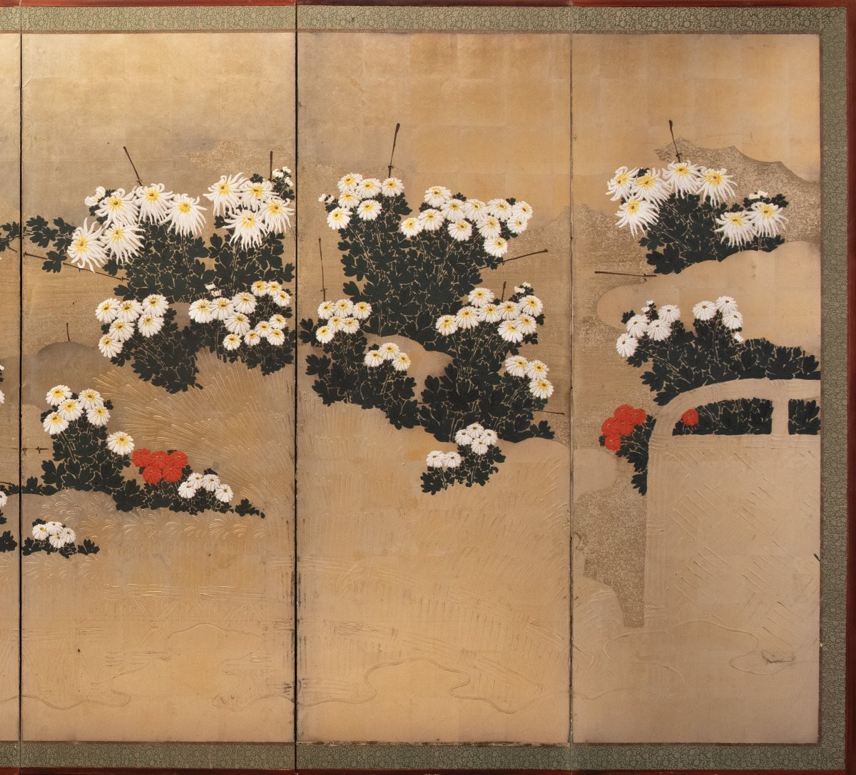 Paravento a sei pannelli in carta raffigurante un giardino di crisantemi-photo-3