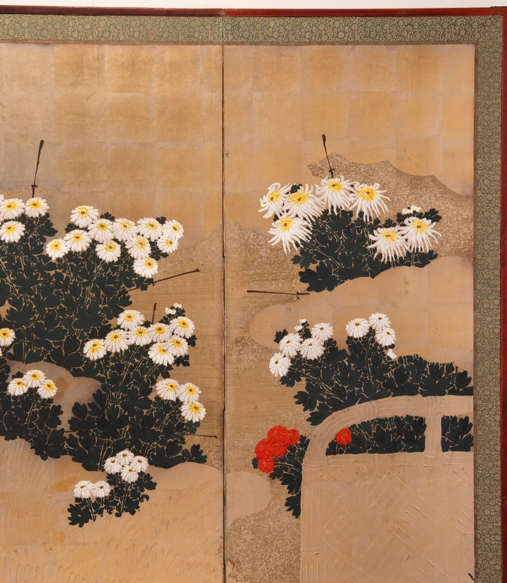 Paravento a sei pannelli in carta raffigurante un giardino di crisantemi-photo-5