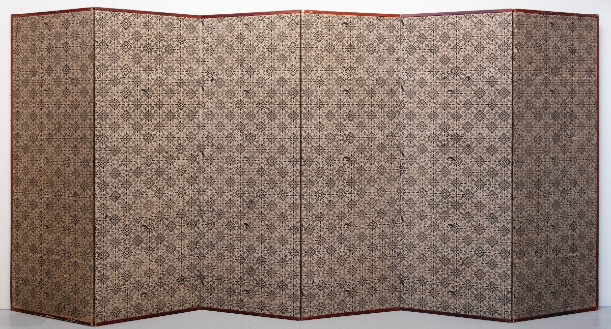 Paravento a sei pannelli in carta raffigurante un giardino di crisantemi-photo-8