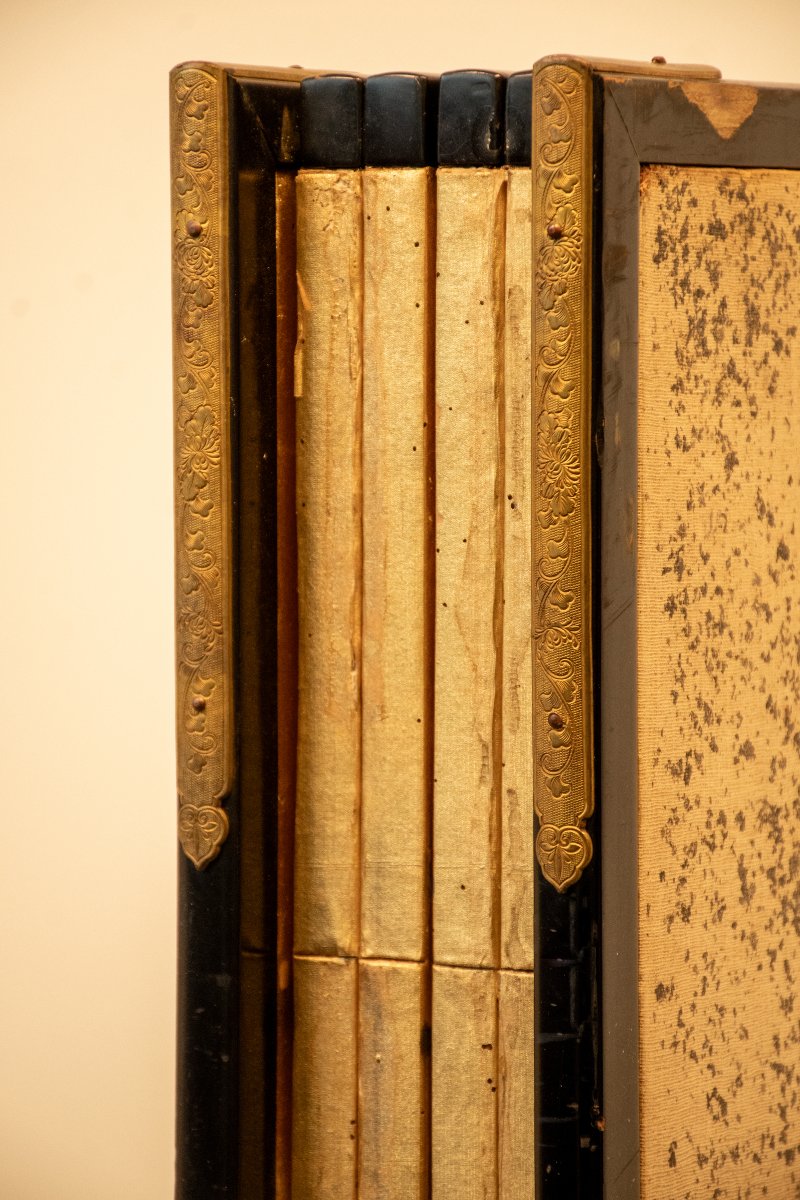 Paravento a sei pannelli dipinto su seta raffigurante un giardino primaverile-photo-7