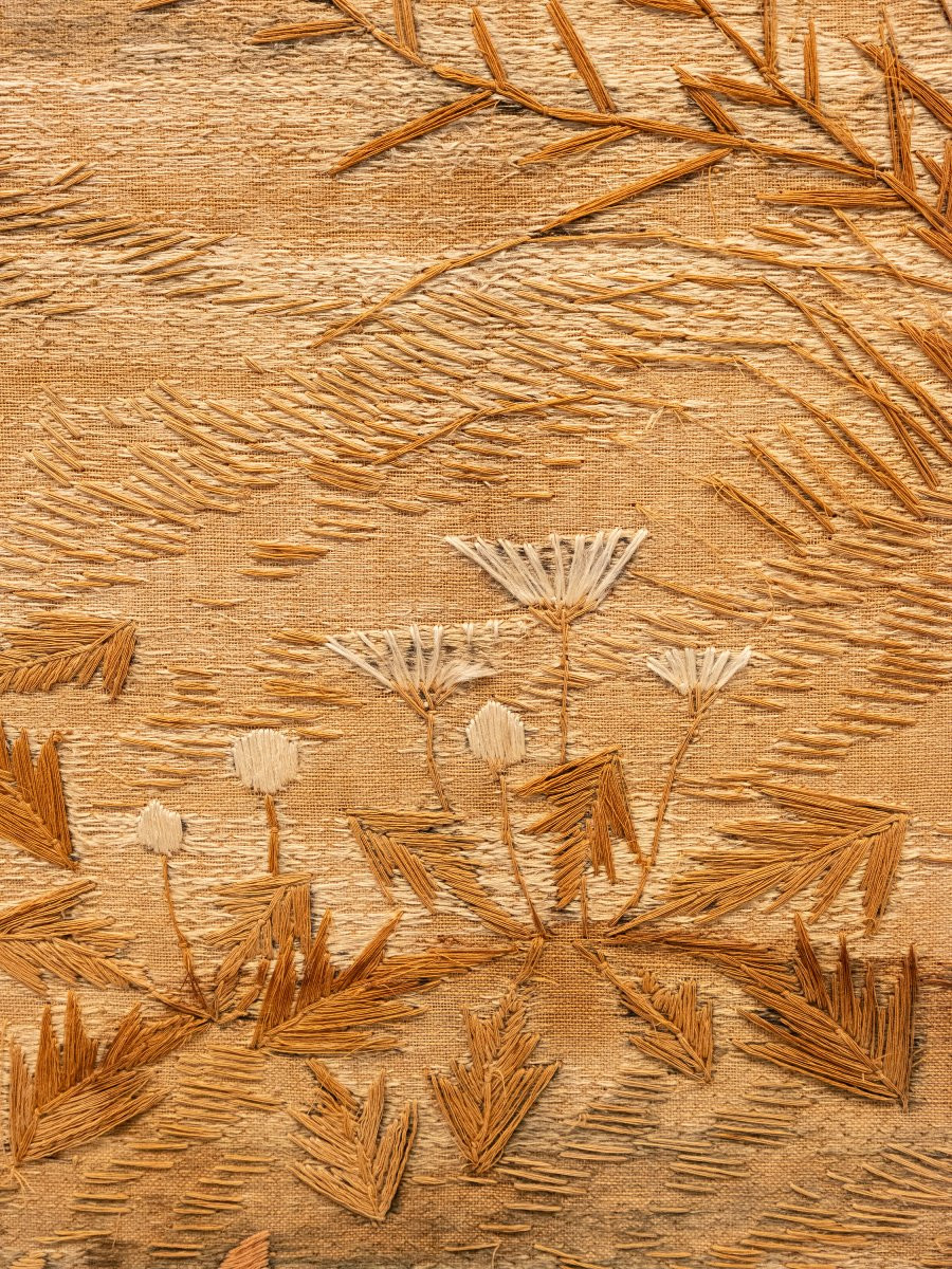 Arazzo in seta raffigurante un paesaggio con uccelli in volo-photo-6