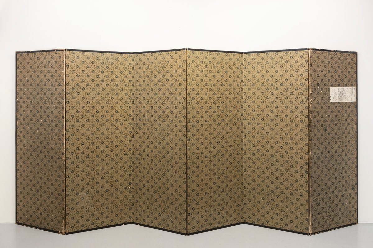 Paravento a sei pannelli con foglia oro animato da figure della dinastia Tang-photo-4