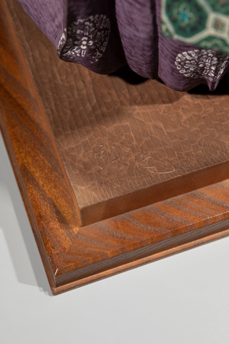 Okimono in legno policromo raffigurante un danzatore del teatro Nō-photo-6