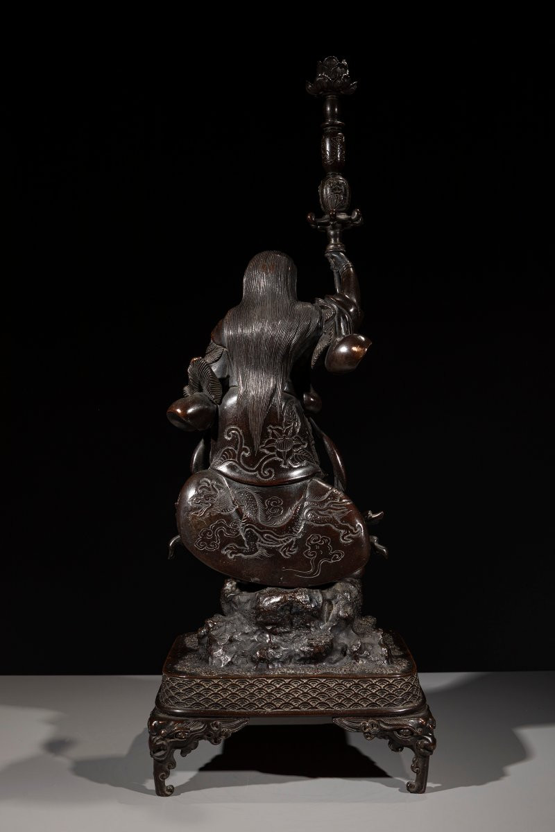 Grande scultura giapponese in bronzo raffigurante Bishamonten -photo-4