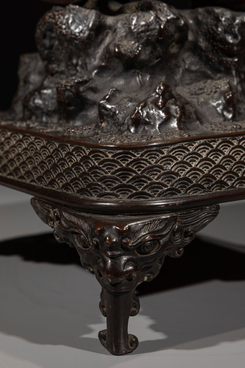 Grande scultura giapponese in bronzo raffigurante Bishamonten -photo-8