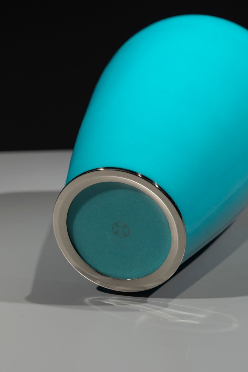 Vaso cloisonné a forma di anfora con fondo turchese, firmato Ando Company -photo-3