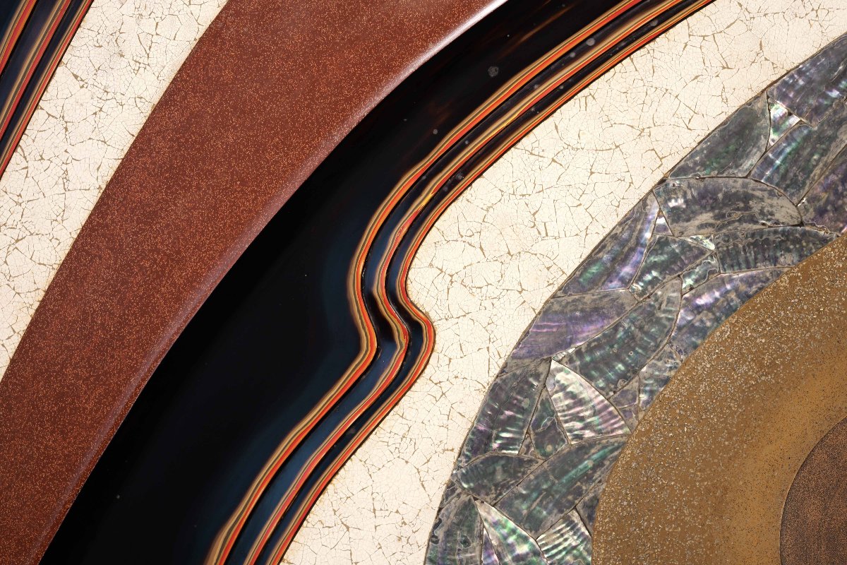 Paravento a due pannelli ‘Hohoe’ raffigurante una grande onda, firmato Gyokuhō saku -photo-1