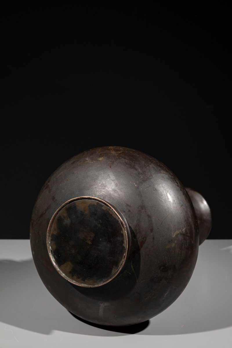 Vaso in bronzo decorato con un drago ryu a rilievo -photo-5