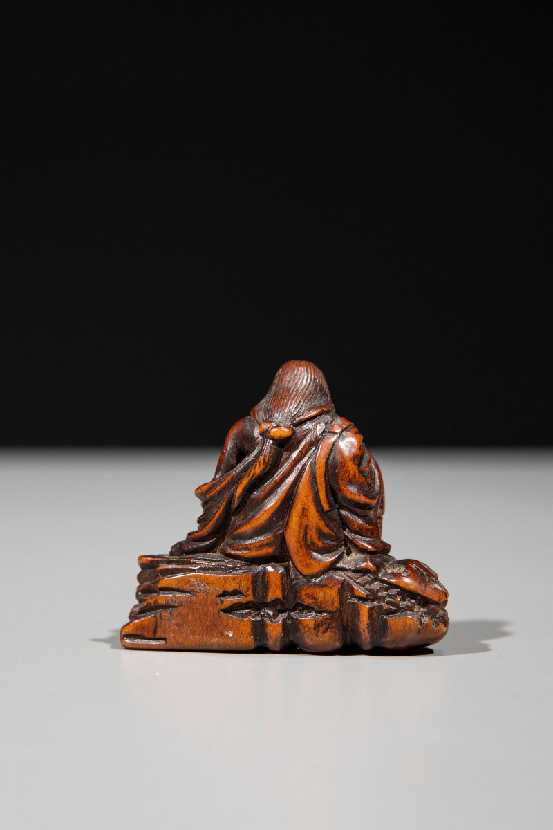 Netsuke in legno di bosso raffigurante Ono No Komachi -photo-3