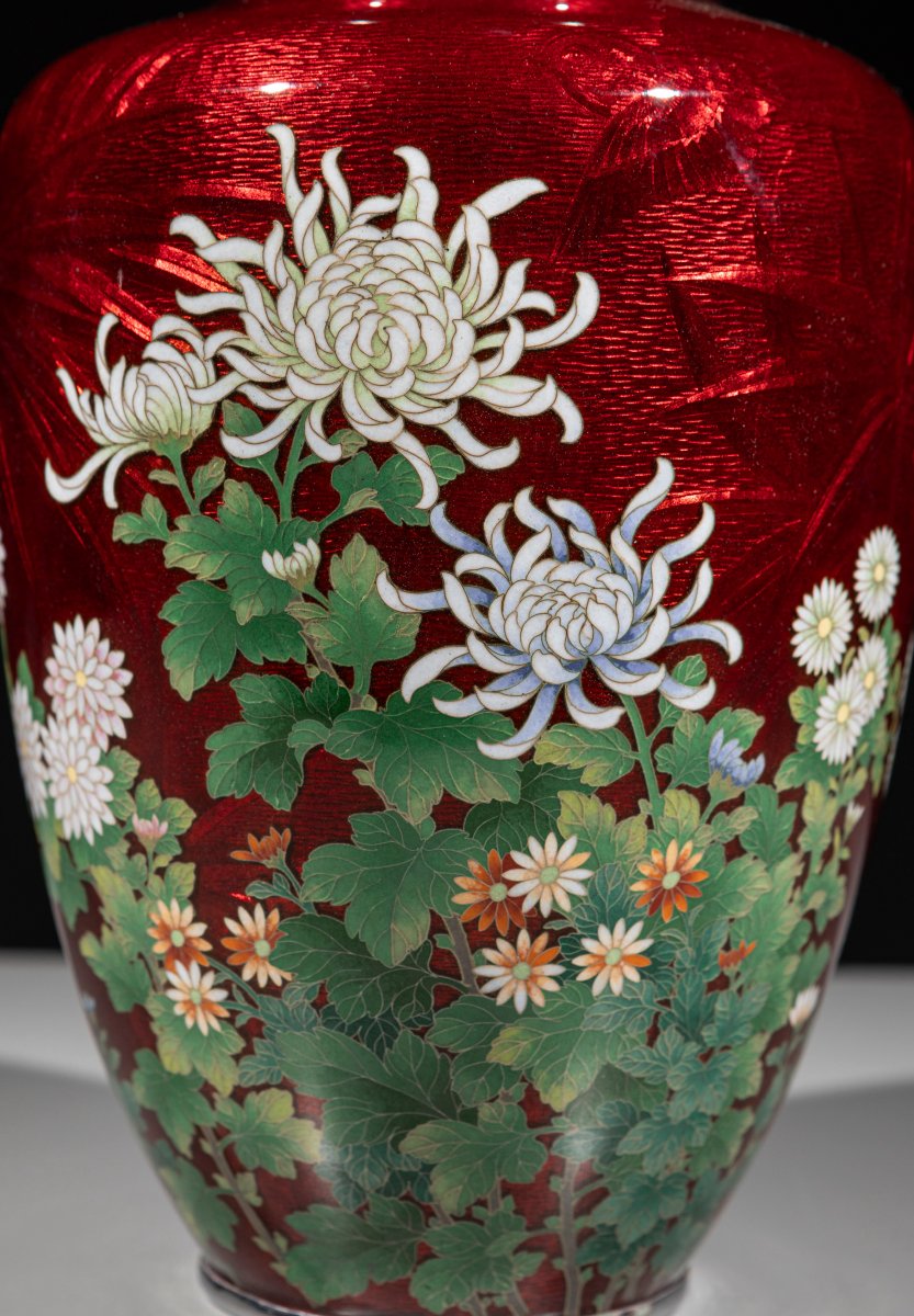 Vaso ginbari raffigurante un giardino di crisantemi-photo-2