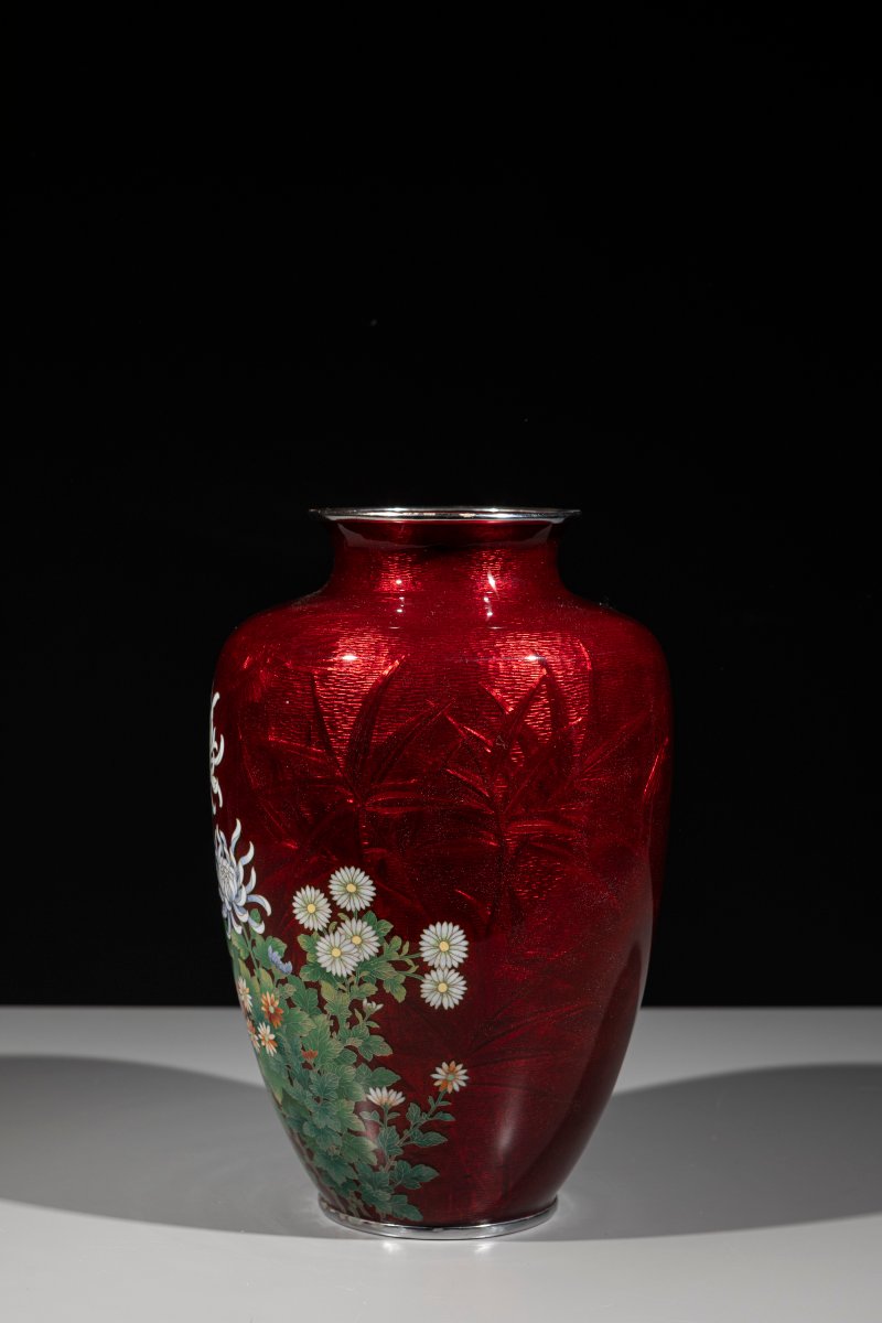 Vaso ginbari raffigurante un giardino di crisantemi-photo-4