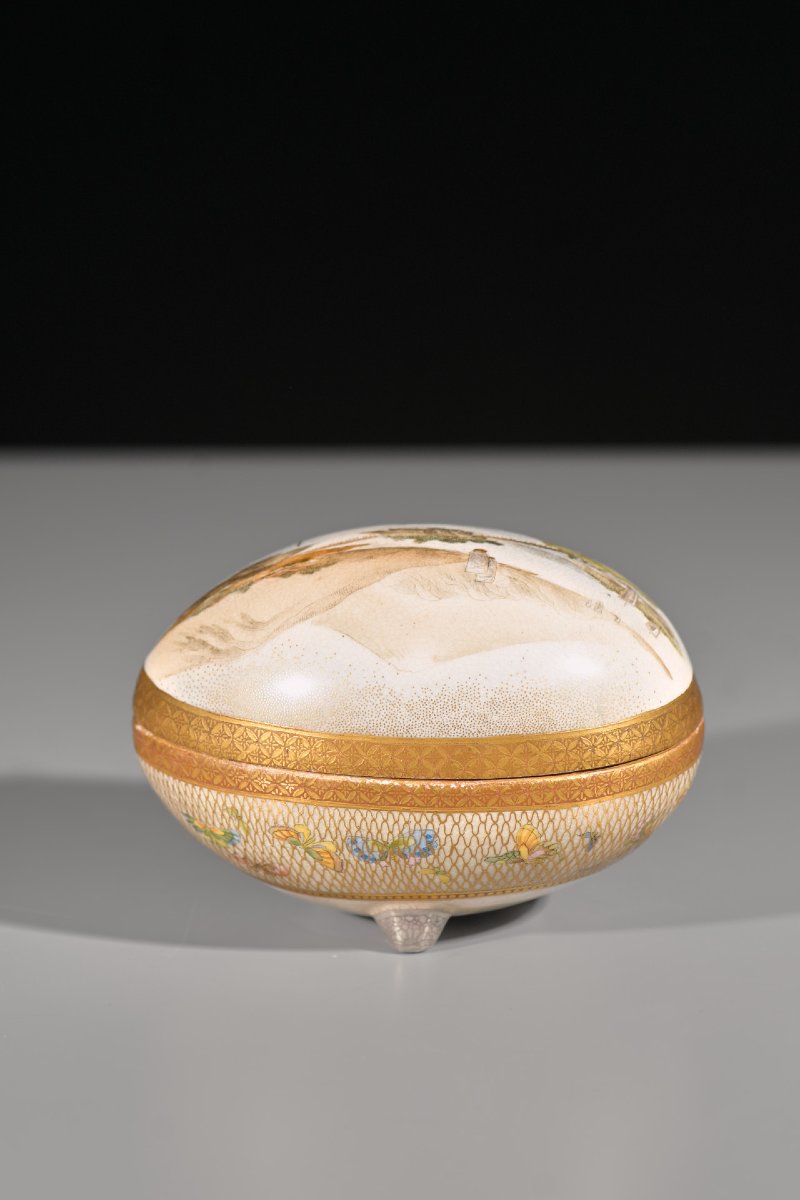 Insolita kogo box Satsuma a forma di uovo, firmata Kinkozan-zō -photo-4