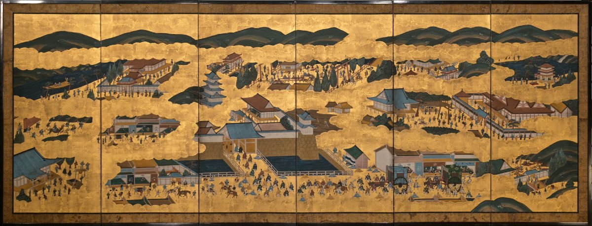 Coppia di paraventi vedute di Kyoto Rakuchū Rakugai-zu-photo-2