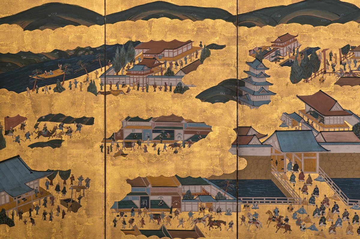 Coppia di paraventi vedute di Kyoto Rakuchū Rakugai-zu-photo-4