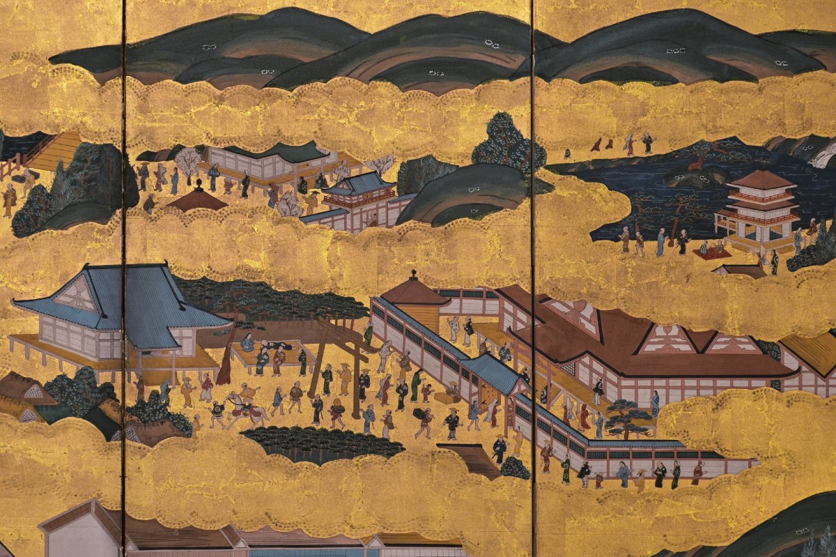 Coppia di paraventi vedute di Kyoto Rakuchū Rakugai-zu-photo-3