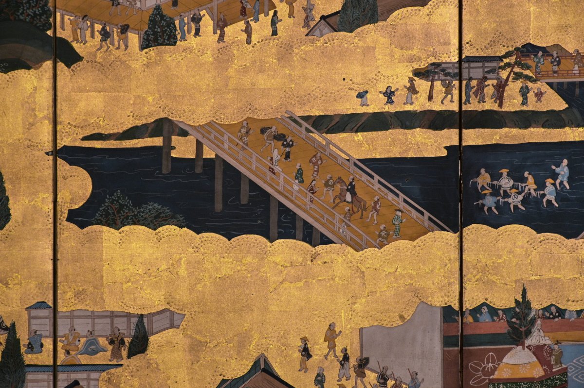 Coppia di paraventi vedute di Kyoto Rakuchū Rakugai-zu-photo-6