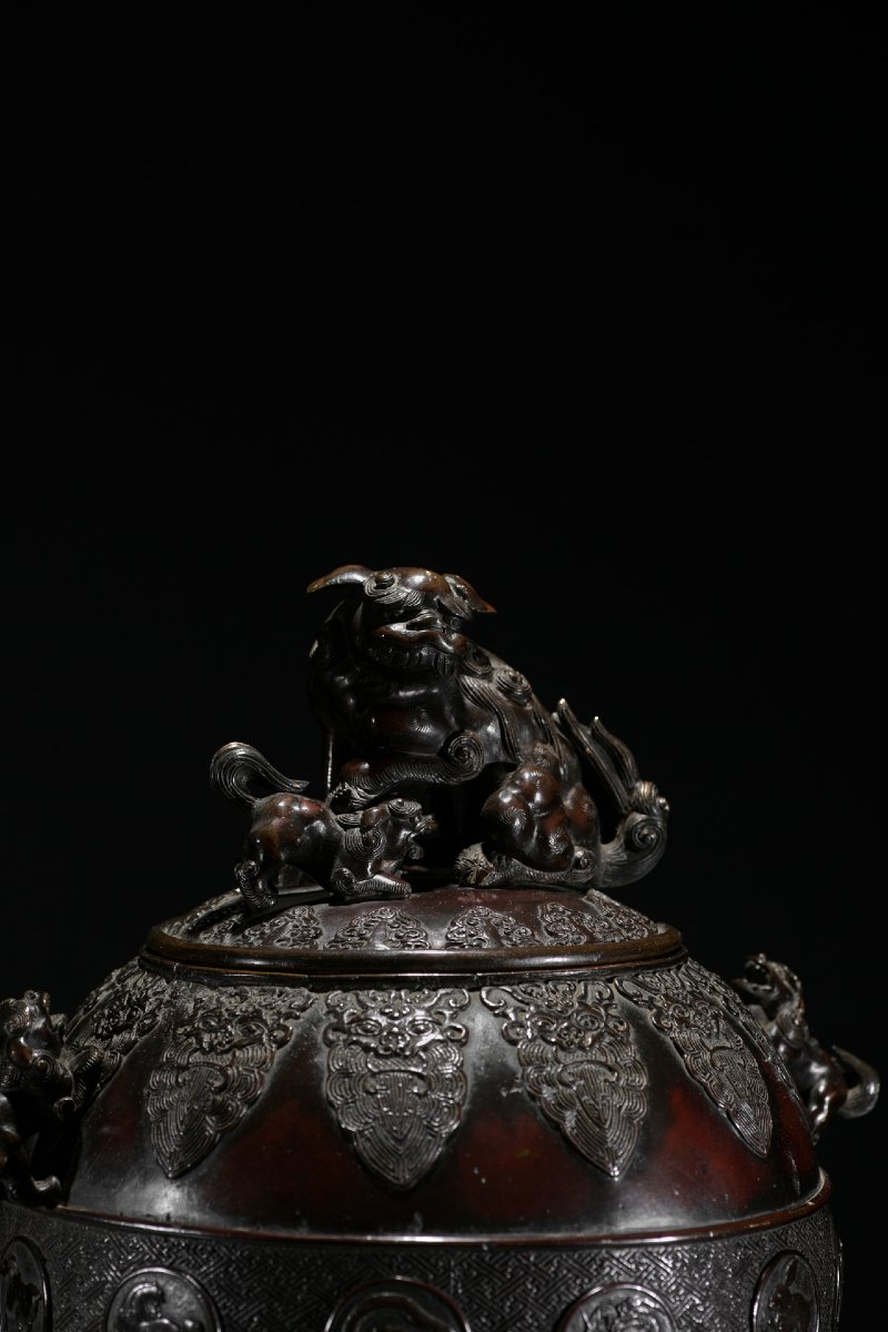 Grande koro in bronzo con animali dello zodiaco, attribuito a Suzuki Masayoshi-photo-4