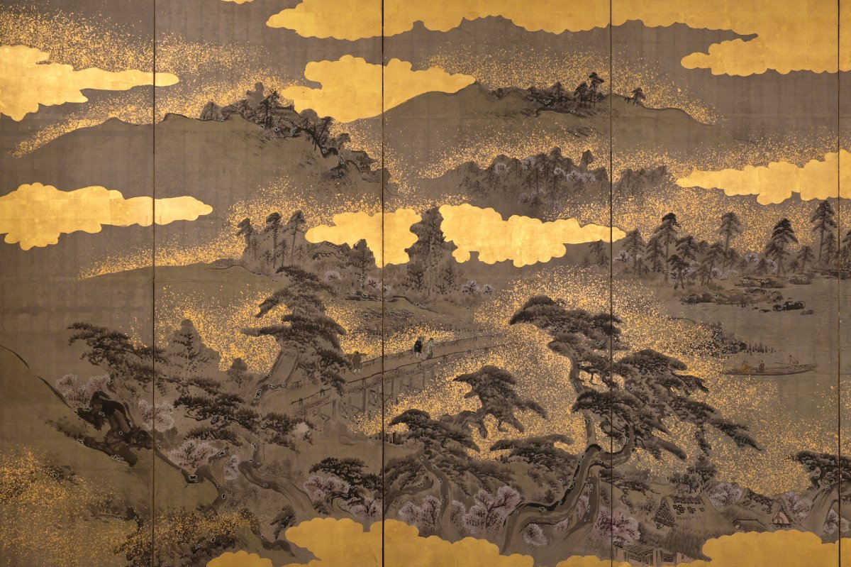 Paravento a sei ante con il ponte Togetsukyō ad Arashiyama-photo-2