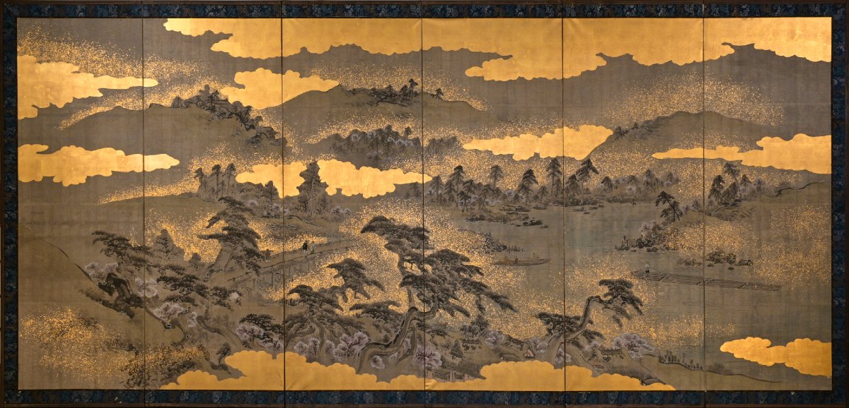 Paravento a sei ante con il ponte Togetsukyō ad Arashiyama