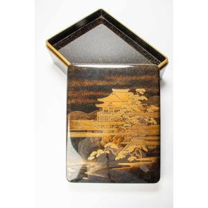 Scatola porta documenti ryoshibako in lacca nera e oro