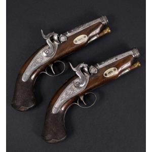 Small Pair Of Luxury Percussion Pistols. Spain, Around 1850.