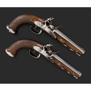 Pair Of Staff Officer Pistols, Vendémiaire An XII Model, Signed Lepage, 1st Empire.