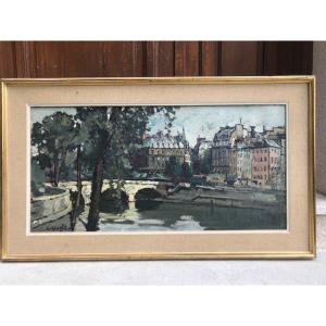 Painting By Constantin Kluge. The Pont Marie In Paris.