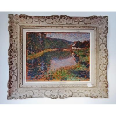 Pointillist Landscape. Ernest-lucien Bonnotte.