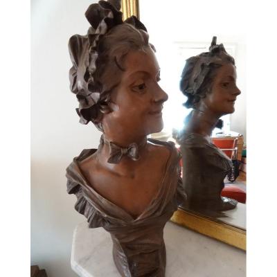 Van Der Straeten. Bust Of A Woman In Bronze. Period 1900.