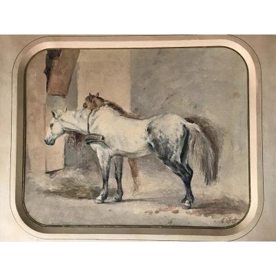 Alfred De Dreux. Watercolor.