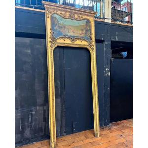 Woodwork Element, Door Lintel, In Carved And Gilded Wood. 19th Century