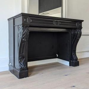Fireplace In Fine Black Belgian Marble From The 1840s