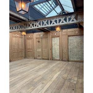 Early 20th-century Parisian Fir Wood Paneling, 14 Linear Meters