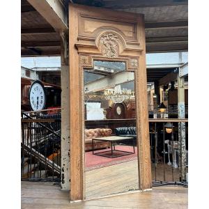 Overmantel Mirror In Stripped Fir Wood, 120x275cm