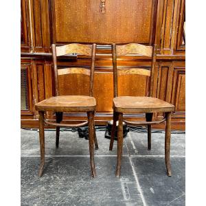Set Of Decorated Bentwood Chairs