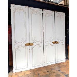 Pair Of Louis XV Double Doors, Stucco Decoration On Both Sides