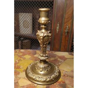 Candlestick Or Torch In Gilt Bronze, Regency Period