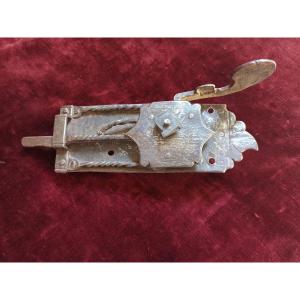 Rare Wrought Iron Door Latch Or Latch, Probably From The 16th Or 17th Century.