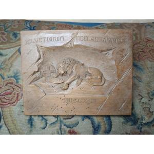 Wooden Sculpture Representing The "lion Of Lucerne"
